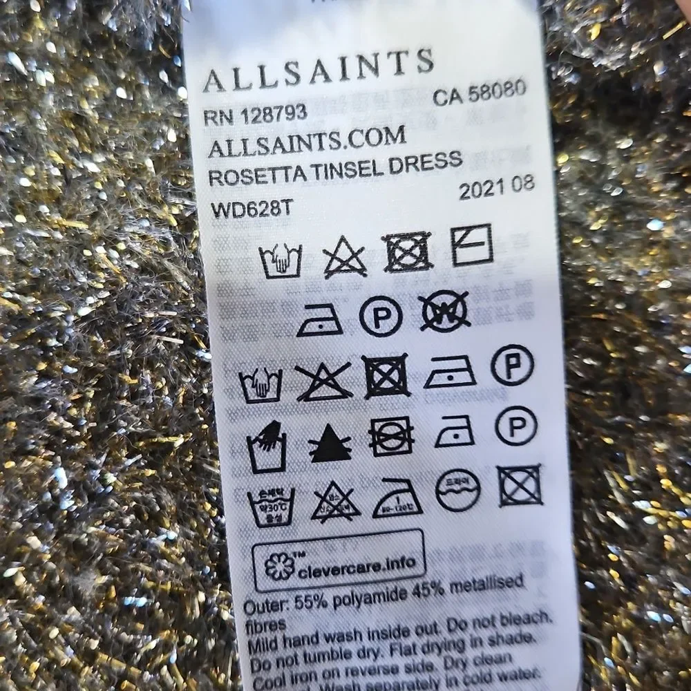 All Saints Rosetta Tinsel Short metallic sweater Size Medium